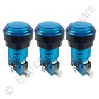 3 x Blue 5V LED T10 28mm Round Illuminated Arcade Push Buttons & Microswitches