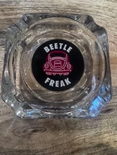 Volkswagen Beetle Freak Clear Glass Square Ashtray 4 Cigarette