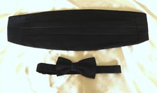 Men  s cummerband Tuxedo Set / Pre-owned/Black on Black Stripes/ Expandable