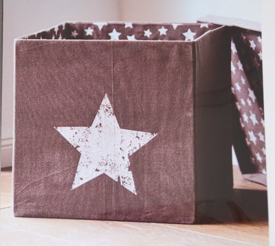 Canvas Ordnungsbox Mit Deckel 33x33x33cm Grau Mit Weissen Sternen Store It Ebay