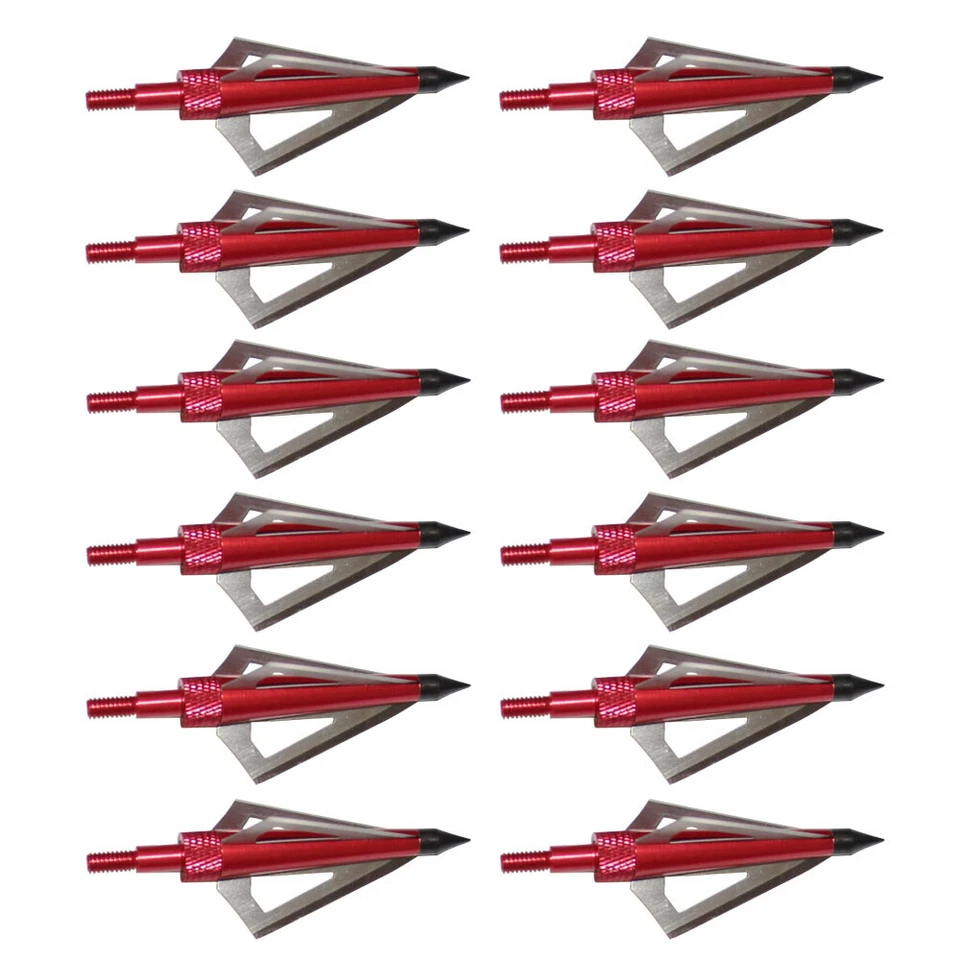 12Pcs Hunting Broadheads 3 Blade Compound Bow Crossbow Arrow Tips  - Image 3 of 4