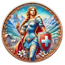 1oz Swiss Helvetia Suntenbit Celtic Colorized .999 Copper Round