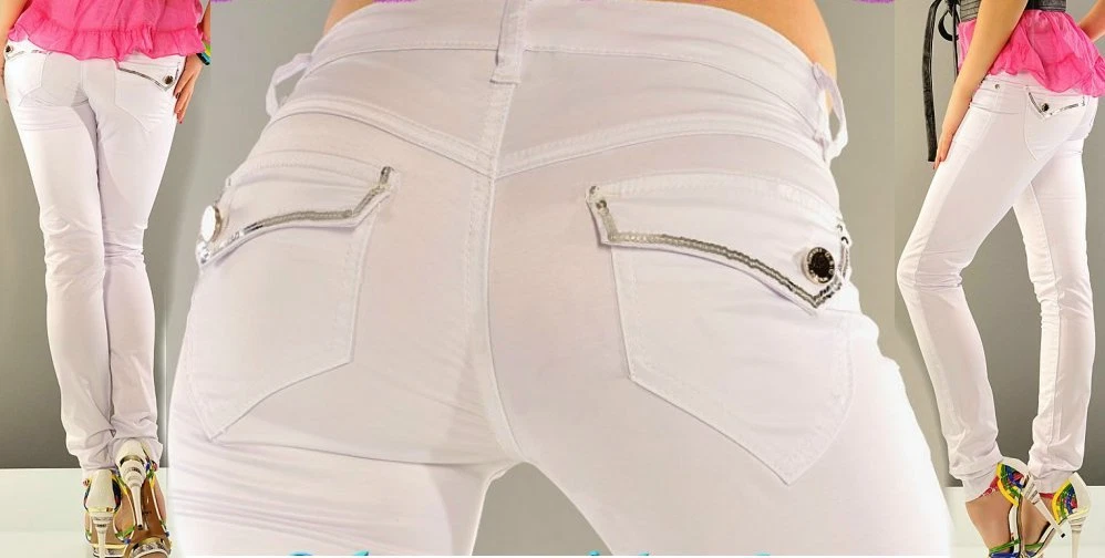 Sexy Miss Women's Glamour Hip Pants Satin Shine Sequins White 32 34 36 38 40 New
