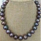 AAAA LUSTER 9-10mm REAL natural Tahitian black pearl necklace 18" 20" 14k Clasp