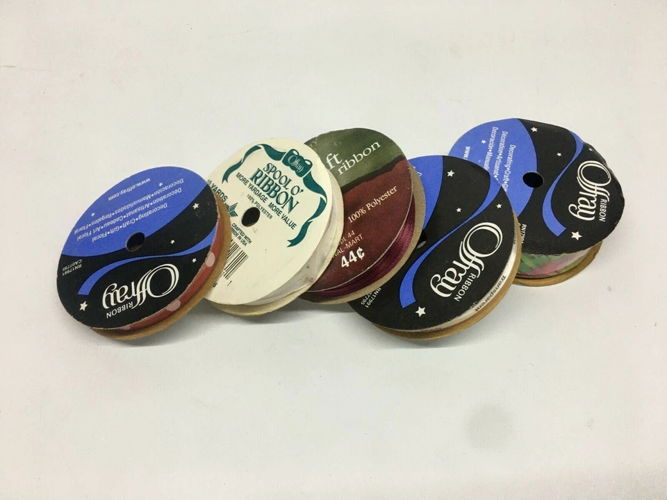 Vintage Christmas Ribbon Lot of 4 Rolls Wreath, 1/2 in Craft and Floral Ribbons  - Image 2 of 4