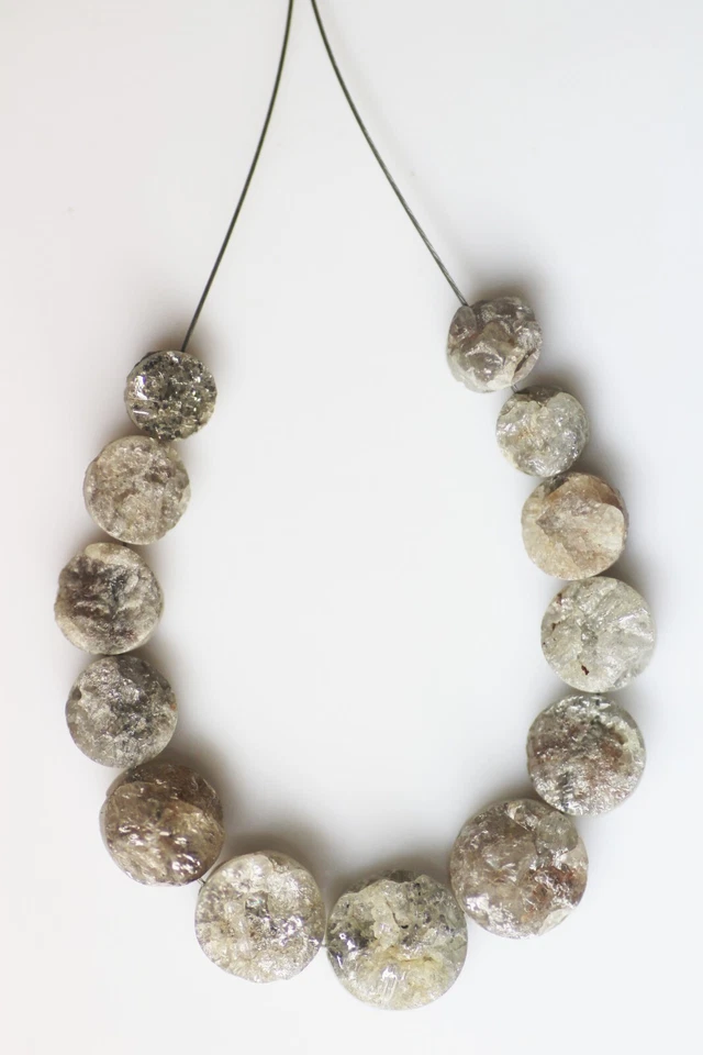 13 Pcs. 7.0 to 4.5 MM natural loose round (button) Shape rough diamond beads - Image 4 of 4