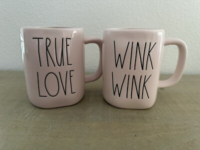 #ad 2 NEW Rae Dunn Ceramic 18oz Wink Wink amp; TRUE LOVE Coffee Mug $18.95