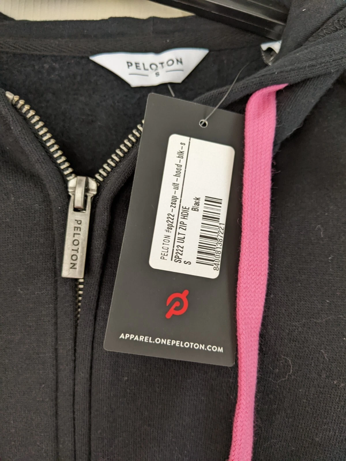 VETEMENTS Giacca con cappuccio e zip Peloton piccola nera rosa coulisse Rainbow Pride S