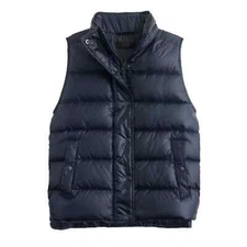 NWT J.CREW $138 Shiny Puffer Down Vest jacket NAVY BLUE B1160 XXS fits like XS