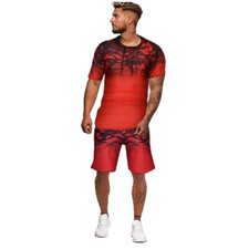 Mens T-Shirt Shorts Set 2 Piece Outfits Sportswear Short Sleeve Sport Tracksuit