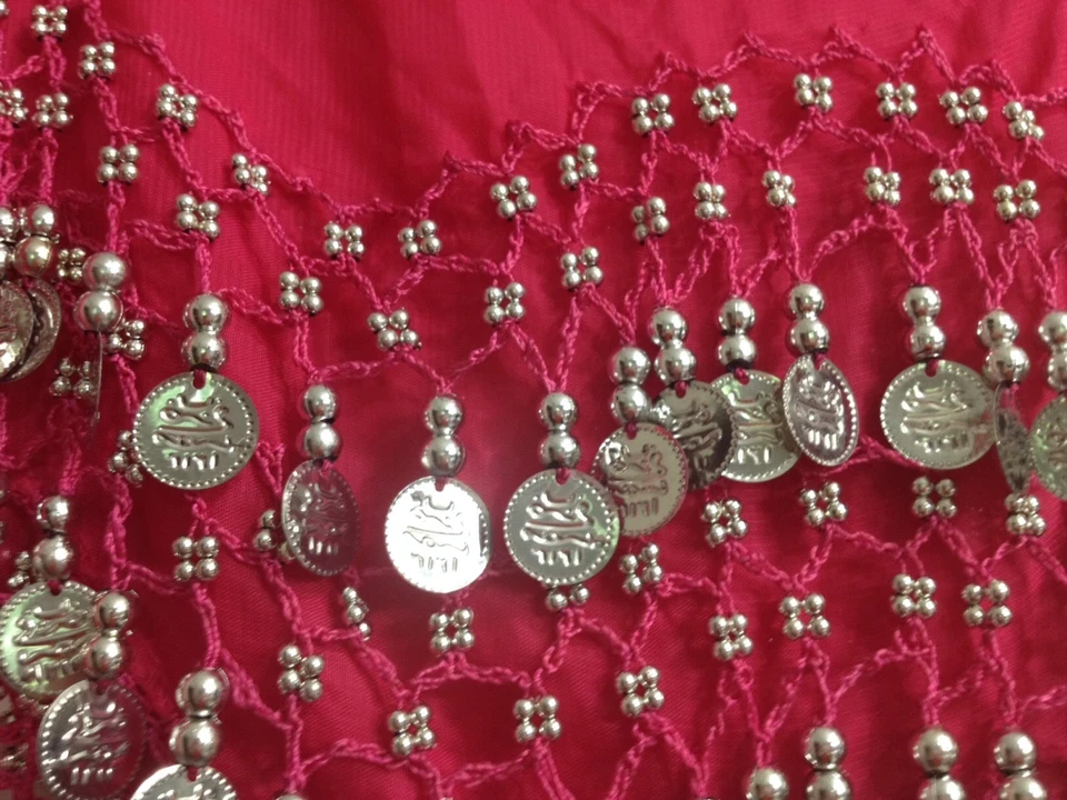 Rosa Danza del Vientre Falda de Cadera Bufanda Envoltura Monedas de Plata Disfraz de Bailarina HALLOWEEN Foto 4 de 4