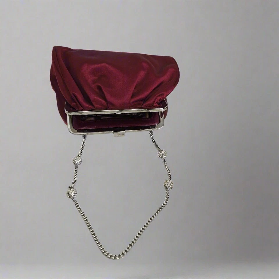 Dolce & Gabbana Red Burgundy Silk Clutch with Swarovski Strap - Image 4 of 4