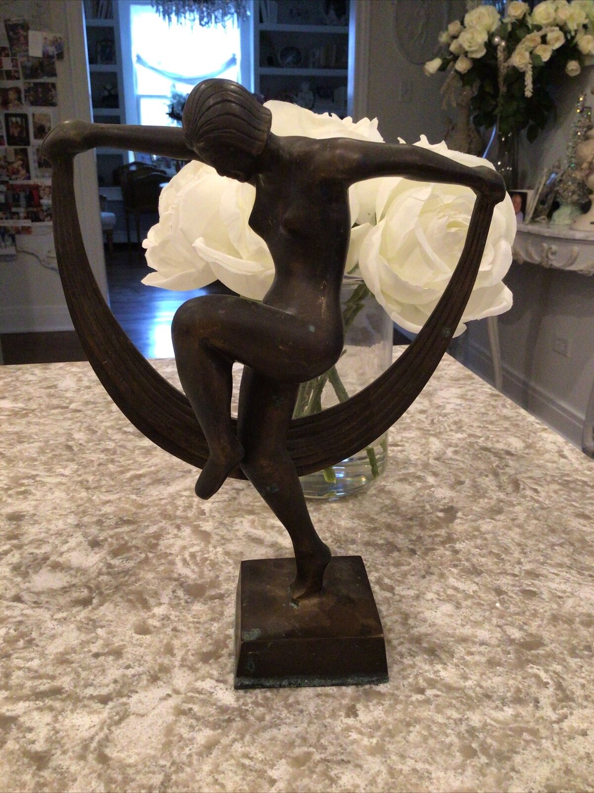 art deco nude lady statue figurine metal bronze? frankart style sculpture