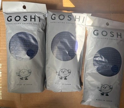 Lot of 3 GOSHI Exfoliating Shower Towels - Resistant , Blue