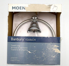 Moen Banbury Y2686CH Chrome Finish Wall Mounted Bathroom Towel Ring, sealed