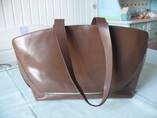 FURLA HANDTASCHE SHOPPER TASCHE  BRAUN LEDER MADE IN ITALY VINTAGE