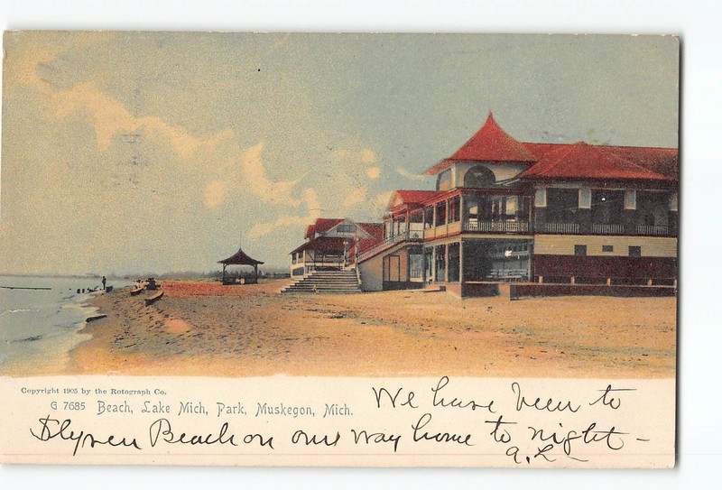 Muskegon Michigan MI Postcard 1906 Beach Lake Michigan Park