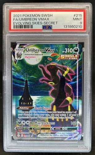 2021 Pokemon SWSH Evolving Skies Umbreon VMAX Secret Rare #215/203 PSA 9
