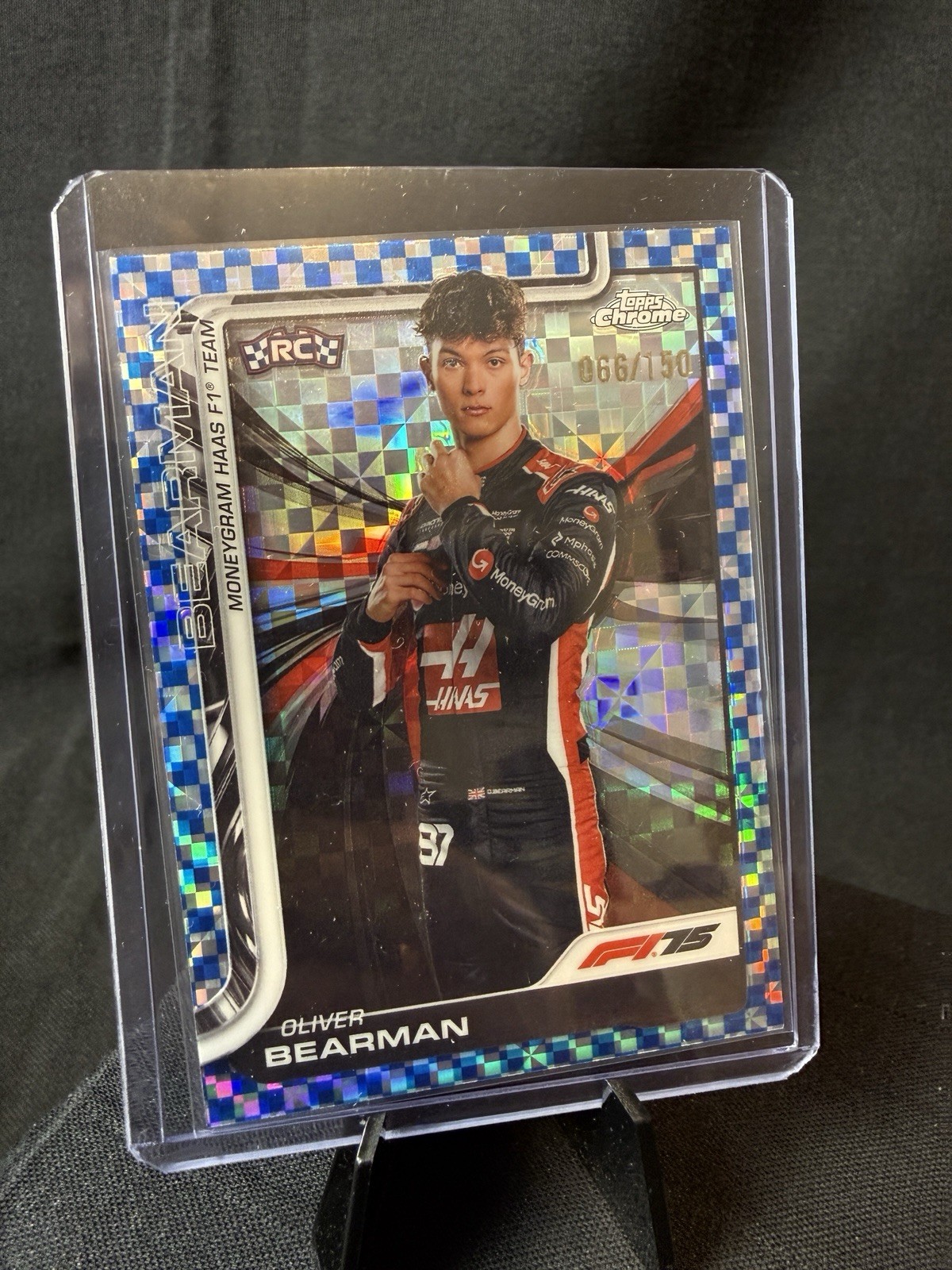 Oliver Bearman Haas Checker Flag Rookie #14 96/150 Topps 2025 Chrome F1