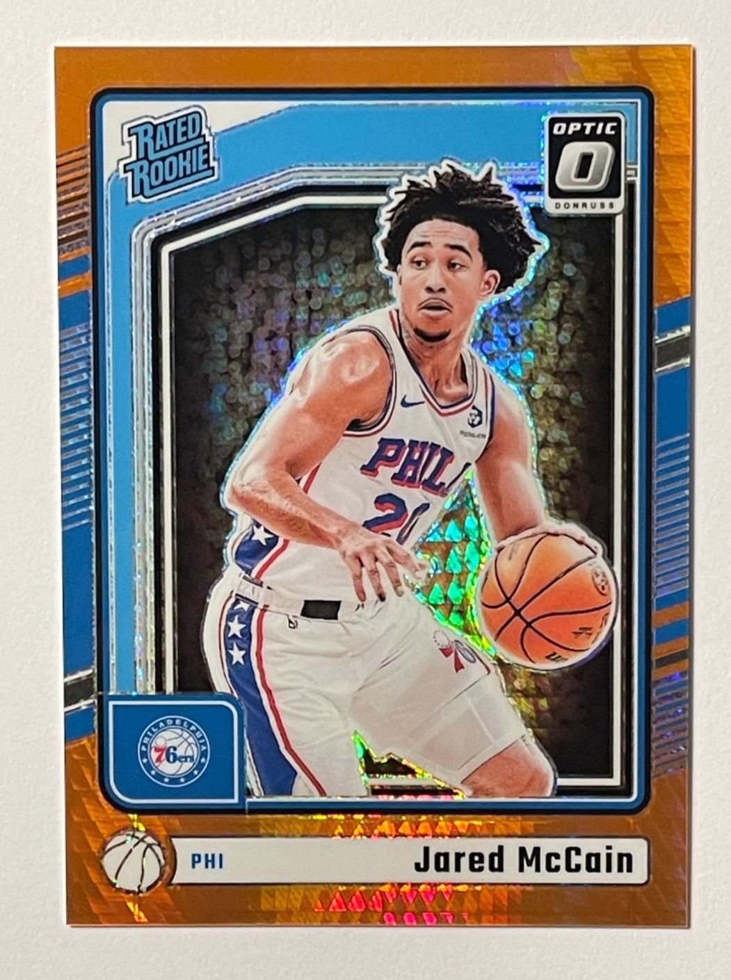 Jared McCain - 2024-25 Donruss Optic Rated Rookie #270 76ers - Hyper Orange /299