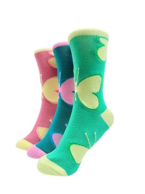 Damen Bambus Anzugsocken Schmetterlinge Print Bambussocken Baumwolle weich bequem Socken