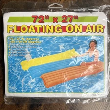 Vintage Oran Pool Float Floating On Air 1997 Yellow 72” X 27” 2 Valves