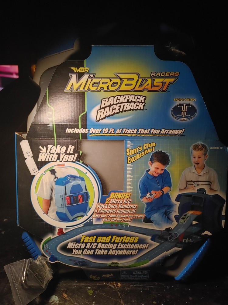 MicroBlast Backpack Racetrack with 2 Remote Control Race Cars and Chargers  