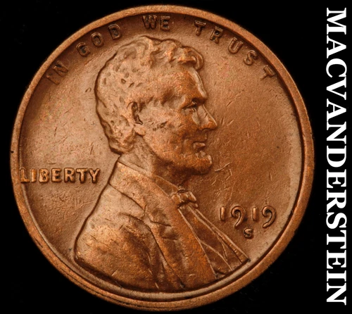 1919-S Lincoln Wheat Cent- Semi Key- Extra Fine Better Date #J3631