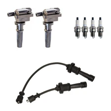 Denso 2 Ignition Coil Wires 4 Platinum Spark Plugs Kit For Santa Fe Sonata L4 FI