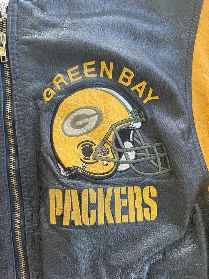 JAQUETA DE COURO VINTAGE G-III CARL BANKS NFL GREEN BAY PACKERS REAL TAMANHO L - Imagem 3 de 4