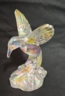 FENTON Iridescent Glass Hummingbird w Logo, Hand painted flowers, Signed 4.25"