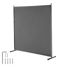 Uimoso 6FT Room Divider Single Panel Fabric Room Screen for Office Bedroom Grey