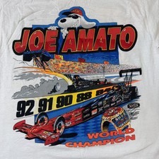 Vintage 1992 Joe Amato World Champion Shirt XL White NHRA Drag Racing Joe Knows