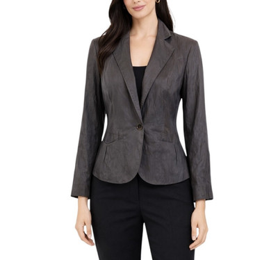 Marc Aurel Satiny Gray Crinkle Jacket Coat 34 Small  $450 HC