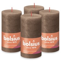 4Er Set Bolsius Rustik Stumpenkerzen 130X68Mm Rustic Kerzen - Wildleder Braun