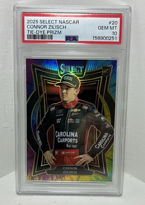 2025 Select Racing NASCAR Connor Zilisch Grandstand Tye Die /25 PSA 10 POP 2