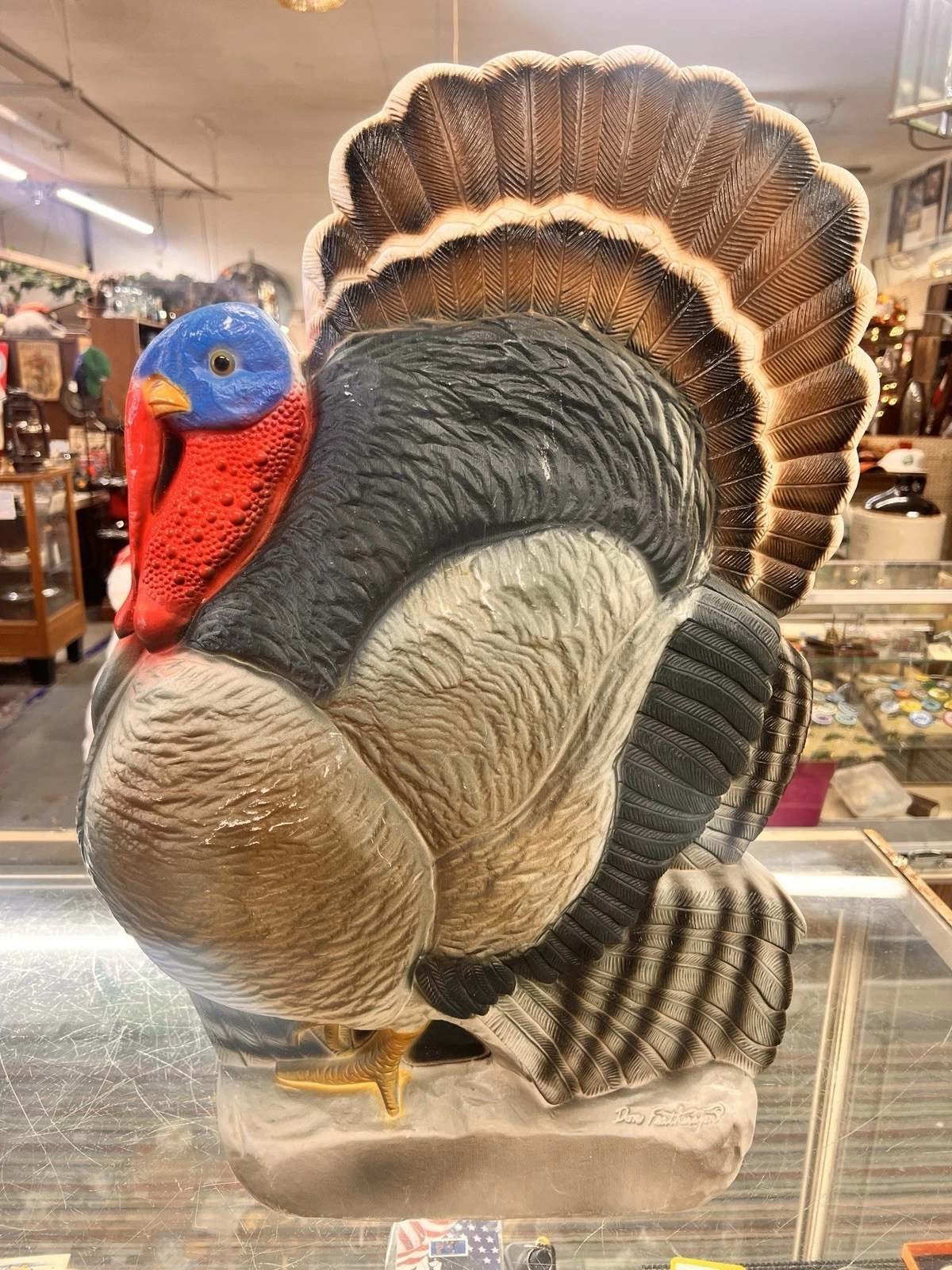 Vintage Don Featherstone Thanksgiving Turkey Blow Mold Union Products WORKS