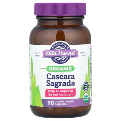 Organic Cascara Sagrada , 90 Organic Vegan Capsules