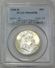 1960-D Franklin Half Dollar PCGS MS64FBL Blast White in Classic Holder #J342