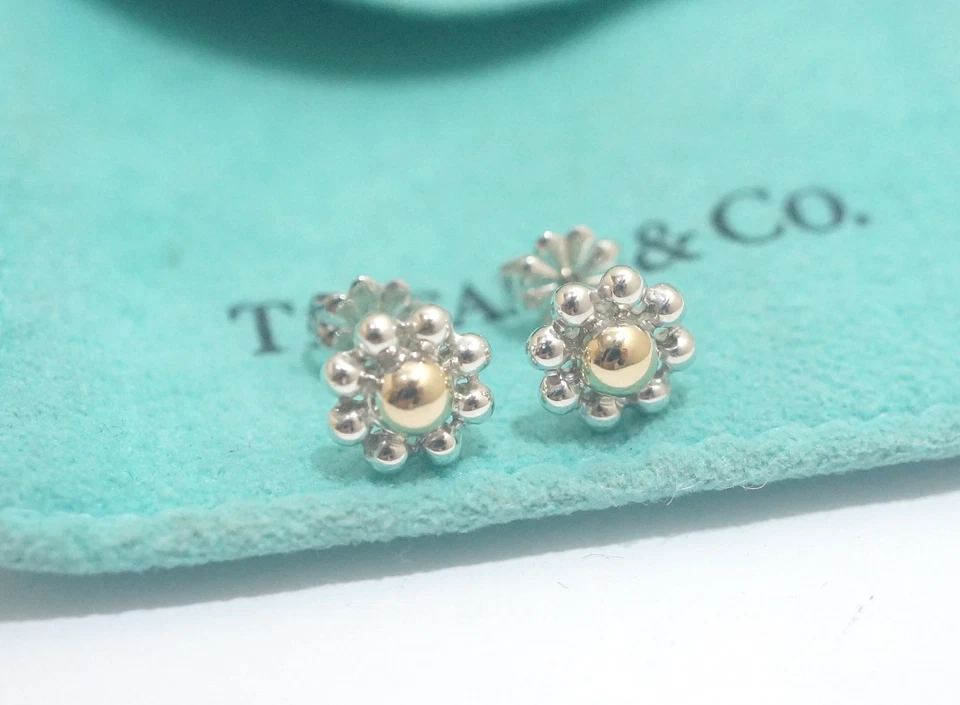 Tiffany & Co. Ohrstecker Sterlingsilber & Gold Blume
