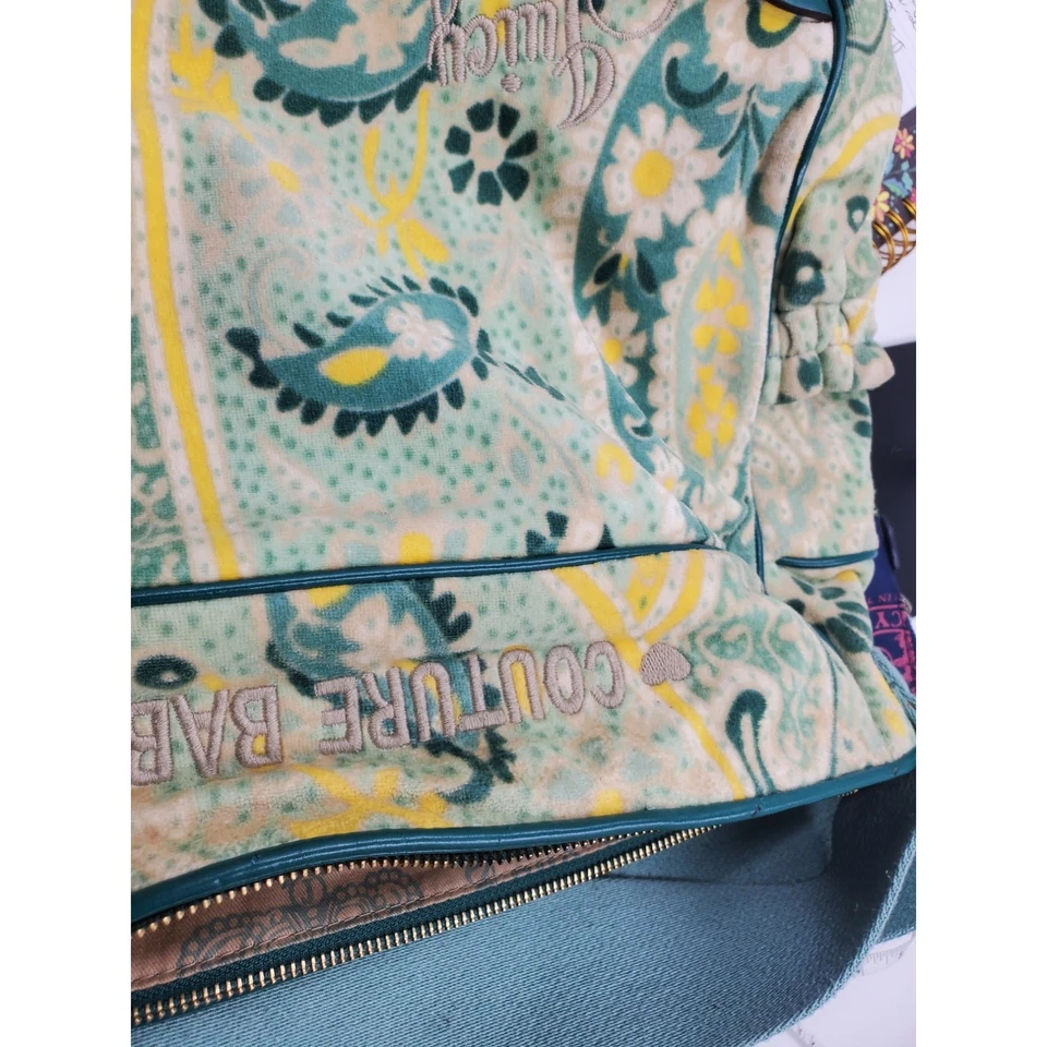 Juicy Couture зеленый желтый пейсли Couture Baby наплечная сумка винтажный Y2K  - Изображение 3 из 4