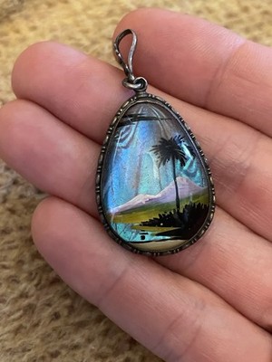 TLM Thomas Mott Morpho Butterfly Sterling Silver Pendant Vintage