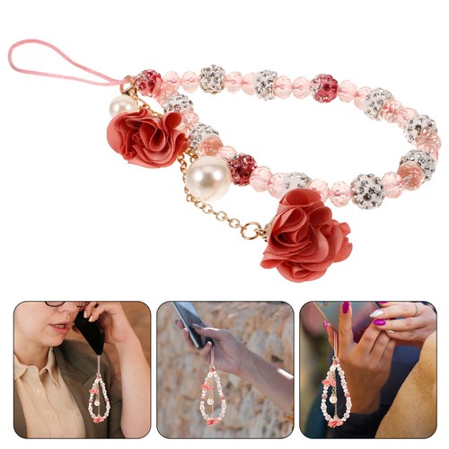 Handykette Gipsblume Damen Mit Perlen Perlenbesetzter Handyriemen-Anhänger - Zdjęcie 4 z 12