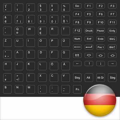 TASTATURAUFKLEBER DEUTSCH ALLE TASTEN FÜR SCHWARZE NOTEBOOK KEYSTICK BLACK - NEW