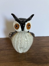 VINTAGE MURANO GLASS OWL PAPERWEIGHT FIGURINE CASED ART 5.5" BLOWN