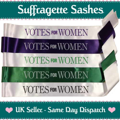 VOTES FOR WOMEN SUFFRAGETTE SASH - Cheap Emmeline Pankhurst Adults and Kids Size