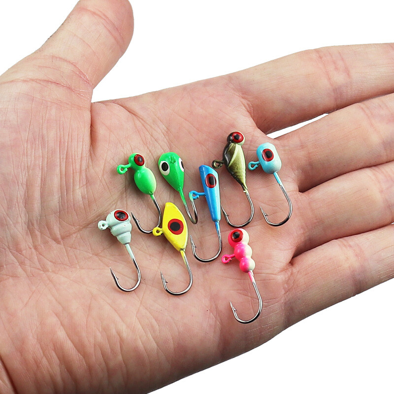 12pcs Ice Fishing Jig Heads Crappie Perch Panfish GLOW Jigs Fishing