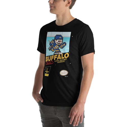 Buffalo Sabres Hockey Team Jersey 8-bit Retro NES Nintendo Tee Retro T-Shirt - Picture 7 of 13