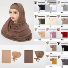 2pcs/set Women Chiffon Hijab with Jersey Hijab Inner Cap + Headscarf Wholesale