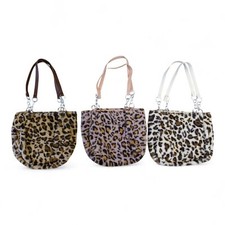 Flauschige Damen Schultertasche im Leoparden-Look – Weiche Plüsch-Handtasche mit